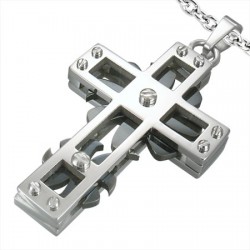 Pendentif croix 008 - Rosas noires