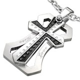 Pendentif croix 010 - Noire et grise love