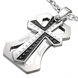 Pendentif croix 010 - Noire et grise love