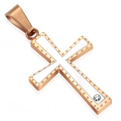 Pendentif croix 011 - Orange et grise