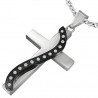 Pendentif croix 017 - Ligne noire strass