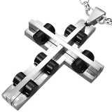 Pendentif croix 020 - Cylindres noirs