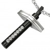 Pendentif croix 027 - Ligne de strass tube noir
