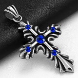 Pendentif croix 029 - Médiévale strass bleus