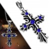 Pendentif croix 029 - Médiévale strass bleus