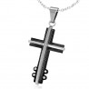 Pendentif croix 037 - Noire quatre strass