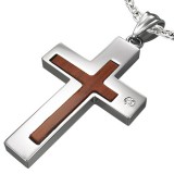 Pendentif croix 043 - Centre en bois
