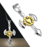 Pendentif croix 047 - Coeurs jaunes