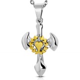 Pendentif croix 047 - Coeurs jaunes