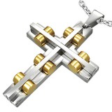 Pendentif croix 051 - Cylindres jaunes