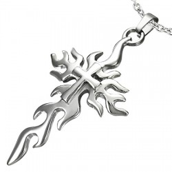 Pendentif croix 054 - Style flammes