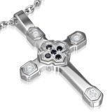 Pendentif croix 059 - Quatre strass noirs
