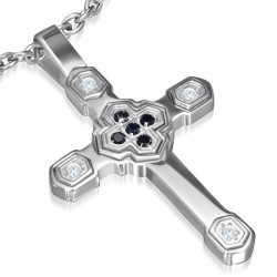 Pendentif croix 059 - Quatre strass noirs