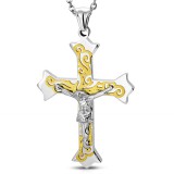 Pendentif croix 062 - Jesus lignes jaunes
