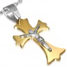 Pendentif croix 063 - Jaune avec Jesus gris