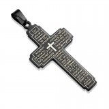 Pendentif croix 065 - Noir écritures latines