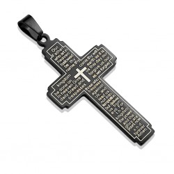 Pendentif croix 065 - Noir écritures latines
