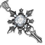 Pendentif croix 067 - Gros zircone transparent