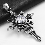 Pendentif croix 067 - Gros zircone transparent