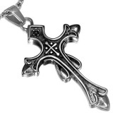 Pendentif croix 071 - Médiévale strass rose