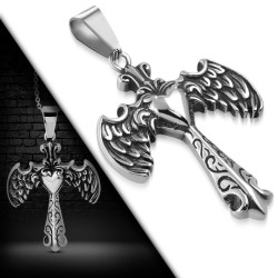 Pendentif croix 073 - Ailes style gothique