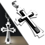 Pendentif croix 076 - Trois plaques grises et noires