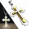 Pendentif croix 077 - Trois plaques jaunes et noires