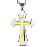 Pendentif croix 077 - Trois plaques jaunes et noires