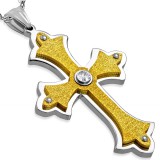 Pendentif croix 082 - Centre jaune strass