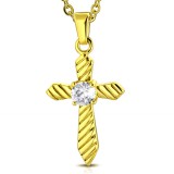 Pendentif croix 085 - Gold-ip striée