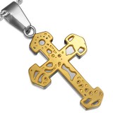 Pendentif croix 088 - Jaune sur gris C