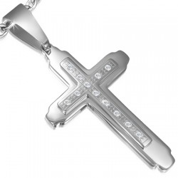 Pendentif croix 090 - Lignes de strass