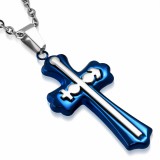 Pendentif croix 091 - Bleue masculin et féminin