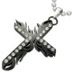 Pendentif croix 095 - Noire tribale et strass