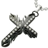 Pendentif croix 095 - Noire tribale et strass