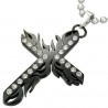 Pendentif croix 095 - Noire tribale et strass