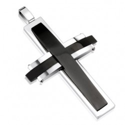 Pendentif croix 136 - Noire et grise