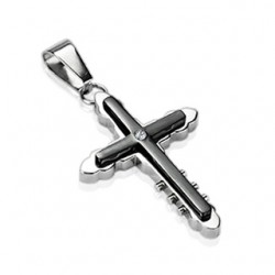 Pendentif croix 111 - Centre noir et cylindres