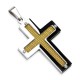Pendentif croix 116 - Fibre de carbone jaune