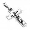 Pendentif croix 123 - Deux lignes grises