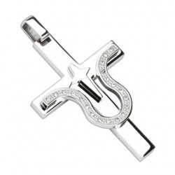 Pendentif croix 124 - Motif arrondi strass