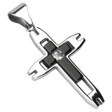 Pendentif croix 127 - Noir et gris zircone