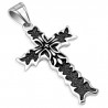Pendentif croix 134 - Fleur de lys centre noir