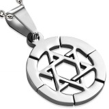 Pendentif acier 05 - étoile de David dans cercle