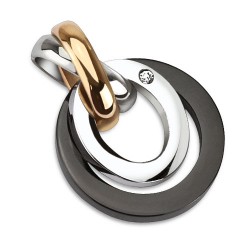 Pendentif acier 08 - Cercles gris et noirs