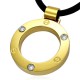 Pendentif acier 12 - Cercle jaune strass
