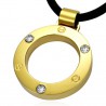 Pendentif acier 12 - Cercle jaune strass