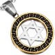 Pendentif acier 15 - étoile de David cercle jaune