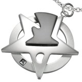 Pendentif acier 16 - étoile motif noir