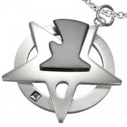 Pendentif acier 16 - étoile motif noir
